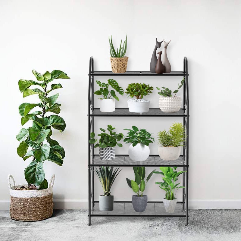 VyGrow Plant Stand, 4 Tier Plant Shelf for Indoor Outdoor, Heavy Duty Metal Tall Plant Stands Holder Rack for Living Room Balcony and Garden, Black - Image 2