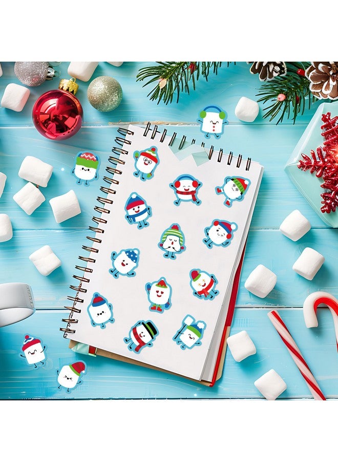 BeYumi Winter Cute Marshmallow Sticker - 1000Pcs Winter Marshmallow Stickers In 2 Rolls Winter Christmas Adhesive Kawaii Marshmallow Decal Holiday Party Favor Classroom Office Bottle Decor For Kids - Image 4
