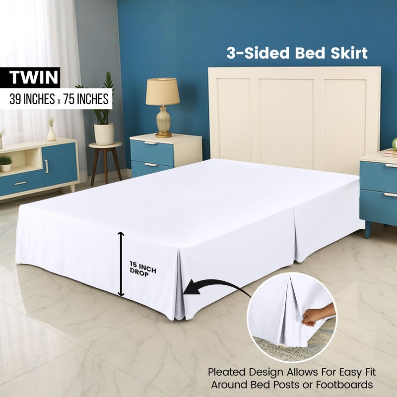 Utopia Bedding Twin Bed Skirt - Soft Quadruple Pleated Ruffle - Easy Fit with 15 Inch Tailored Drop - Hotel Quality, Shrinkage and Fade Resistant (Twin, White) - Image 2