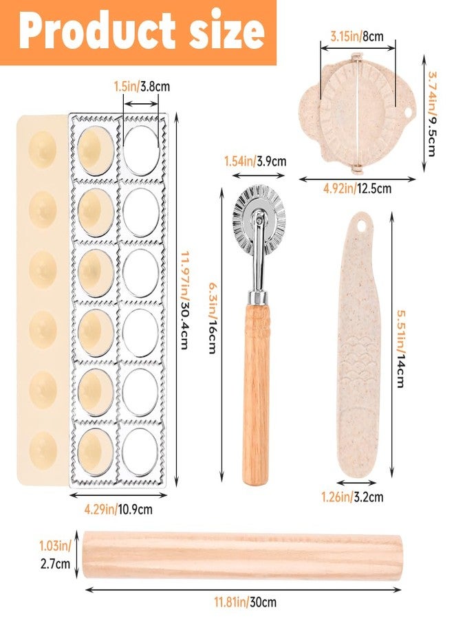 Trasylph 5 Pieces Ravioli Mold Set,Includes 12 Holes Ravioli Maker Press, Wood Rolling Pin,Dumpling Press Mold, Filling Spoon,Ravioli Cutter,for Ravioli Press Mold Pasta Making Tools - Image 2