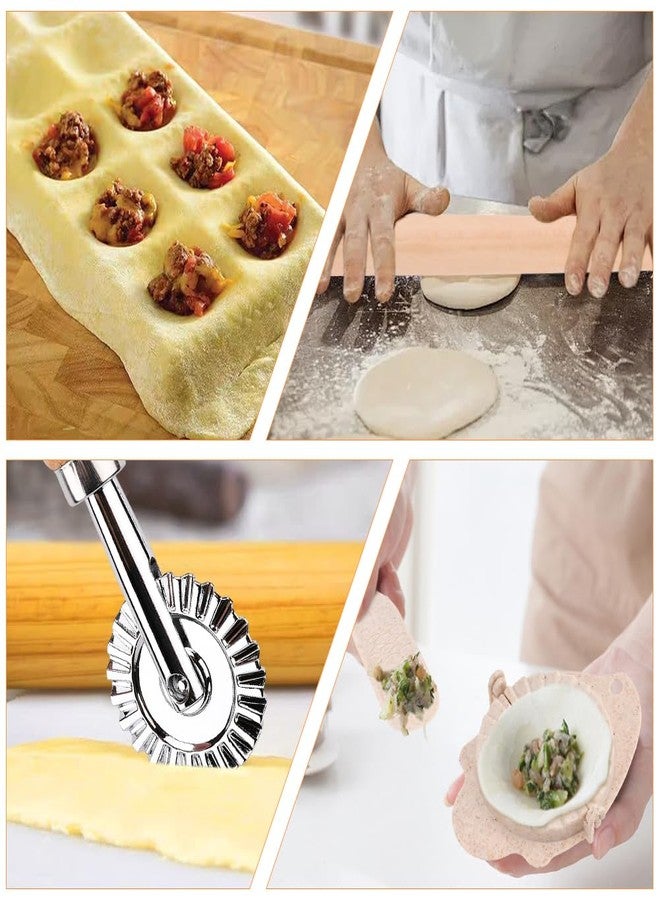Trasylph 5 Pieces Ravioli Mold Set,Includes 12 Holes Ravioli Maker Press, Wood Rolling Pin,Dumpling Press Mold, Filling Spoon,Ravioli Cutter,for Ravioli Press Mold Pasta Making Tools - Image 3