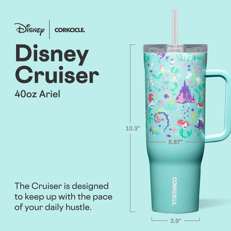 Corkcicle Cruiser Insulated Tumbler with Handle & Straw - Keeps Drinks Ice Cold - Triple-Insulated - Leakproof Travel Mug - BPA-Free - Summer Drinkware Gift - 40 oz, Princess Belle - Image 2