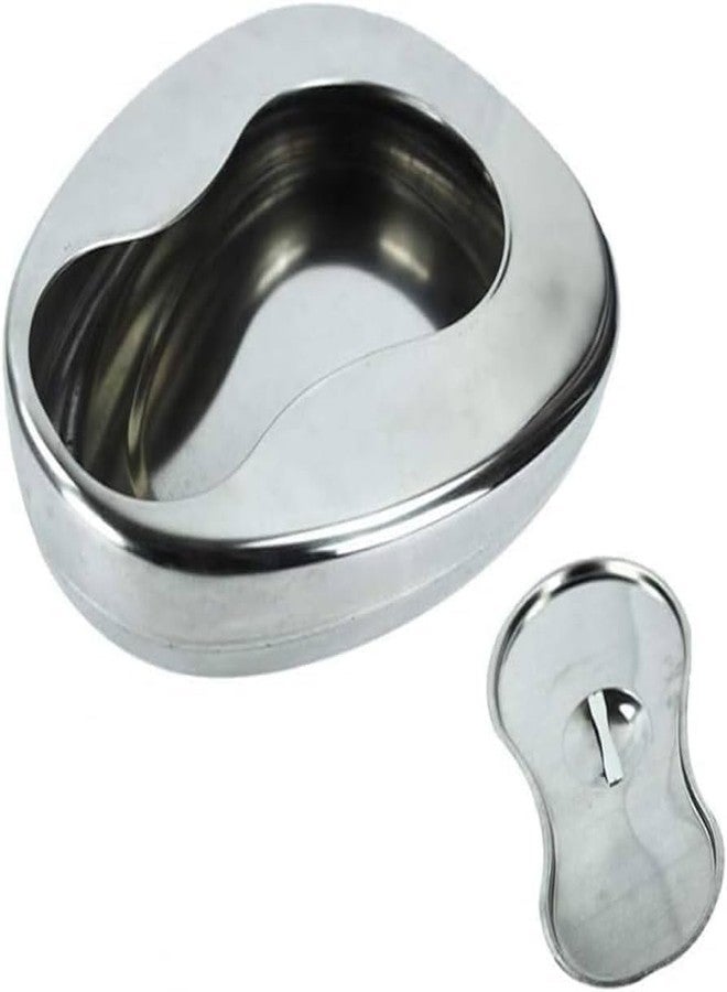 OTICA Bed Pan For Men & Women Unisex Reusable Stainless Steel Bed Pan with Lid - Image 2