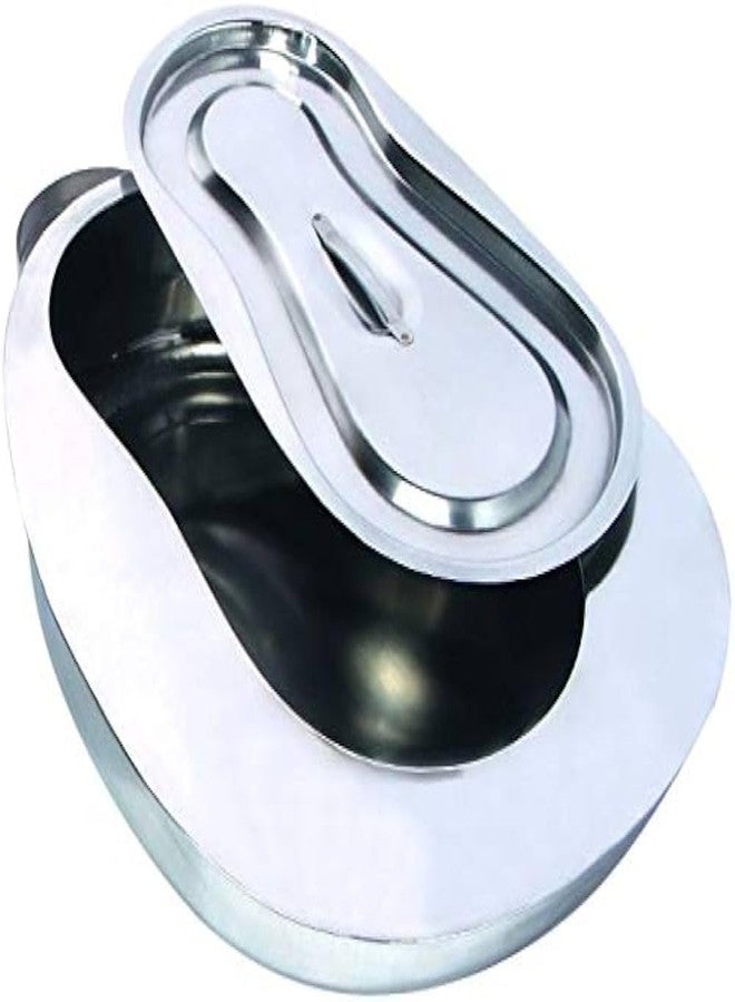 OTICA Bed Pan For Men & Women Unisex Reusable Stainless Steel Bed Pan with Lid - Image 3