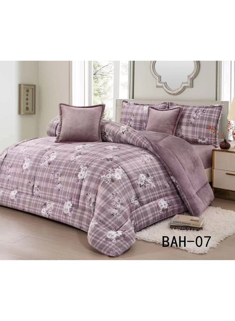 برايدس مفرش نفرونص شتوي فرو على مخمل طقم لحاف 4 قطع مقاس170×22سم - بنفسجي - Image 1