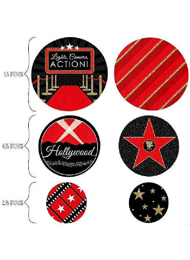 Big Dot of Happiness Red Carpet Hollywood Movie Night Party Giant Circle Confetti Party Decorations Large Confetti 27 Count  - Image 2