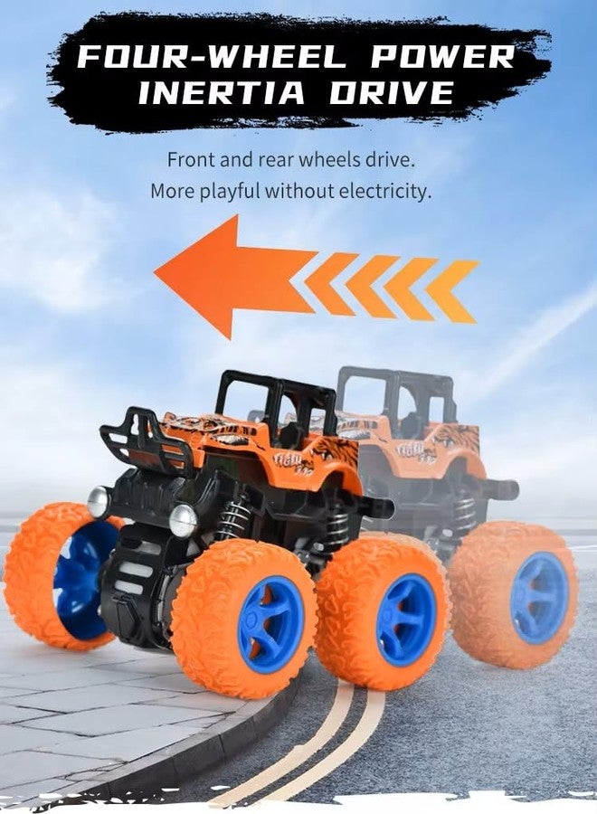 Goyal's 4WD Monster Truck Toy for Kids Friction Powered 4x4 360° Stunt All-Terrain Spin Action Push & Go Off-Road Vehicles Cars Vibrant Colour for Boy Girl (Set of 2 Pcs) - Image 3