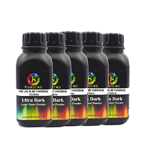 Print Star Ultra Dark Toner Powder for HP 12A/15A/49A/53A Canon FX9 Toner Powder Single Color Toner (Black) (Pack of 5) - Image 1