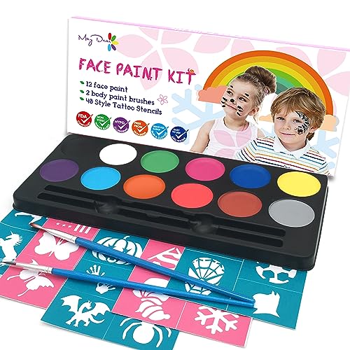 Maydear Face Painting Kit for Kids with 12 Colors Safe and Non-Toxic Large Water Based Face Paint (Matte) - Image 1