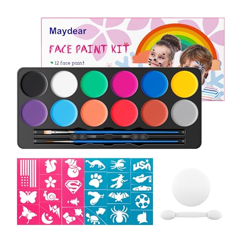 Maydear Face Painting Kit for Kids with 12 Colors Safe and Non-Toxic Large Water Based Face Paint (Matte) - Image 4