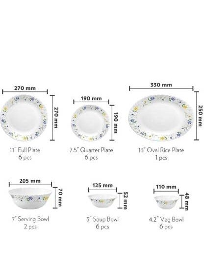 La Opala LaOpala Diva Twilight Bouquet Opalware Dinner Set of 33 Pcs  - Image 4