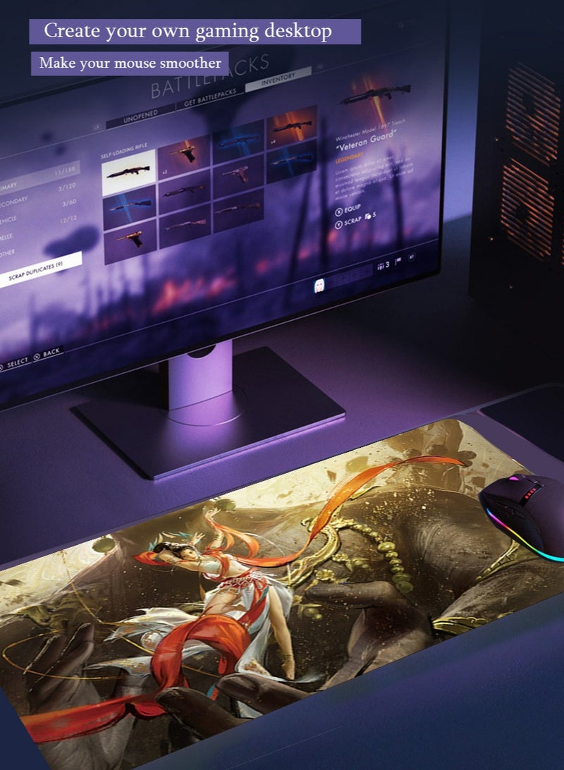 IINE Naraka:Bladepoint Mouse Pad 800MM*300MM*4MM Full Desk  LOL Jinx Mousepad Extended Large Non-Slip Rubber Base Waterproof Big Keyboard Mat with Stitched Edges for Gaming and Office - Image 4