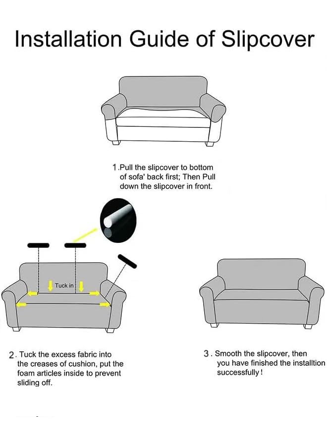 The Bros High Stretch Sofa Cover Soft Brushed Fabric Couch Cover Exquisitely Full Coverage Furniture Protector Slipcover Fits on Standard and Recliner Sofa (Grey, 3 Seater 185-235cm) - Image 4