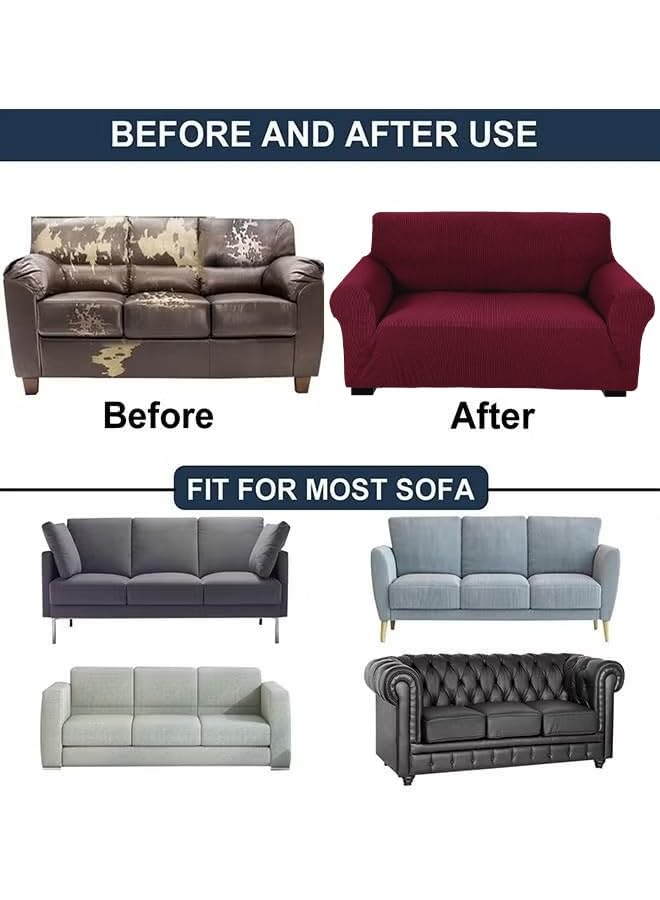 The Bros High Stretch Sofa Cover Soft Brushed Fabric Couch Cover Exquisitely Full Coverage Furniture Protector Slipcover Fits on Standard and Recliner Sofa (Grey, 3 Seater 185-235cm) - Image 5