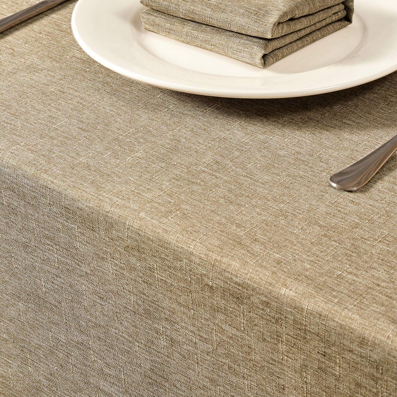 Mebakuk Rectangle Table Cloth Linen Farmhouse Tablecloth Waterproof Anti-Shrink Soft and Wrinkle Resistant Decorative Fabric Table Cover for Kitchen (Mocha  52"" x 70"" (4-6 Seats)) - Image 2