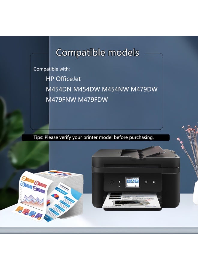 استبدال خرطوشة الحبر المتوافقة لـ HP 415A مع رقاقة 4- 415A أسود W2030A 415A سيان W2031A 415A أصفر W2032A 415A ماجنتا W2033A مجموعة لـ HP Color LaserJet Pro M454 MFP M479 (4 حزمة) - Image 3