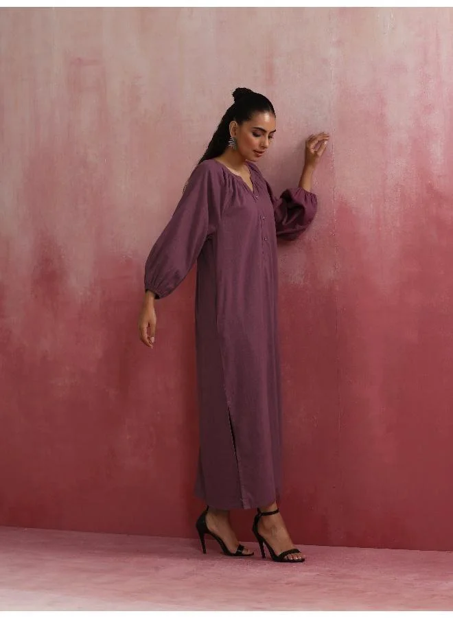 ترو برونز trueBrowns Light Purple Cotton Dobby Dress