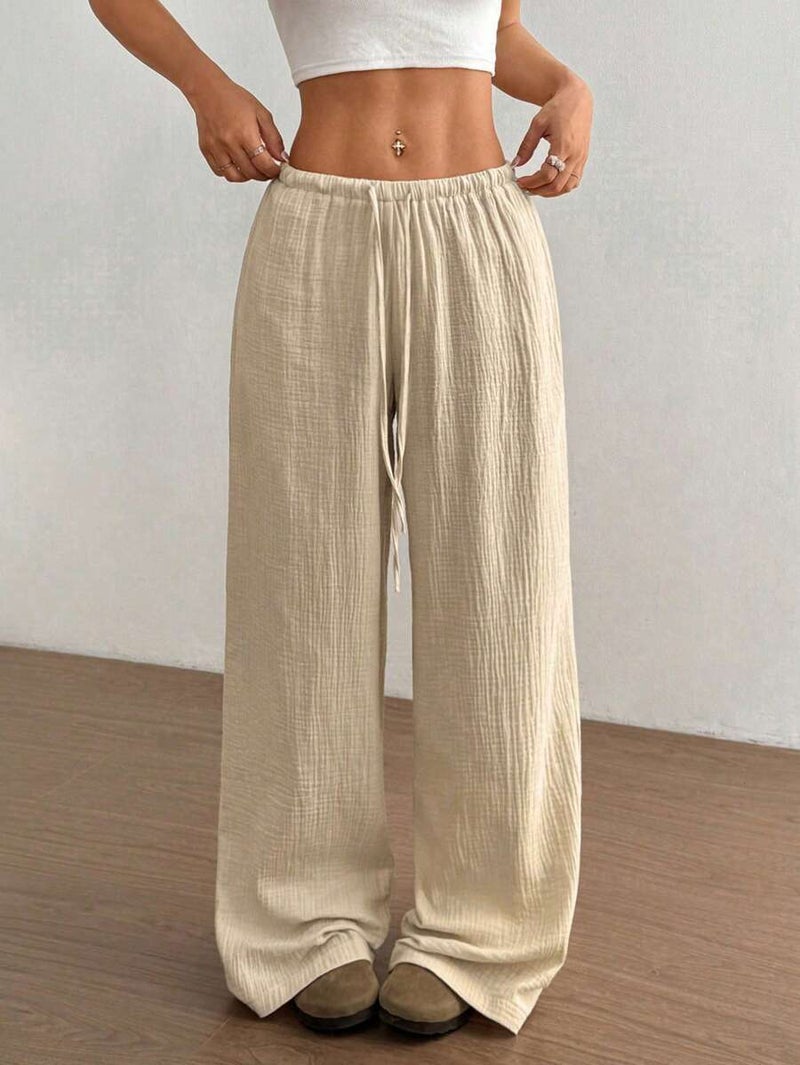 Elegant Women's High-Waist Wide Leg Cotton Pants - Image 5