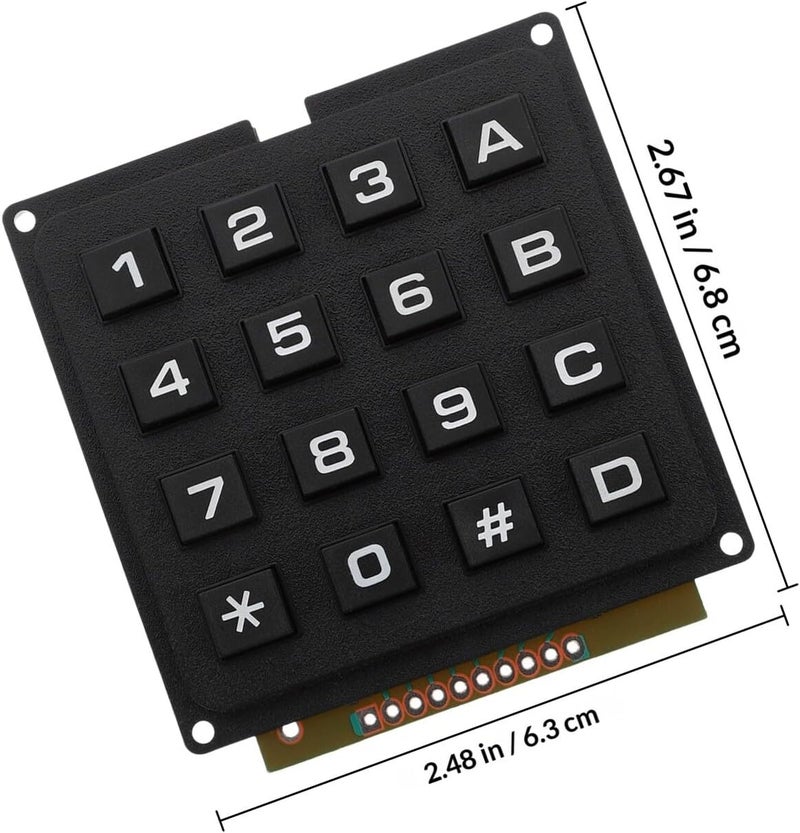 SECFOU 16-Key Matrix Industrial Keypad Keyboard Module for Microcontroller, Industry Keyboard Switch Array with Tactile Keys, Suitable for Embedded Systems and Electronic Projects - Image 2