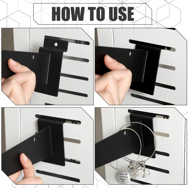 Oudain 12"" Slatwall Shelf Bracket With Lip Heavy Duty Slat Wall Brackets Bulk Floating Shelf Brackets Metal Slatwall Accessories For Shelving Display Garage Kitchen Mounting Supplies(Black 10 Pcs) - Image 4