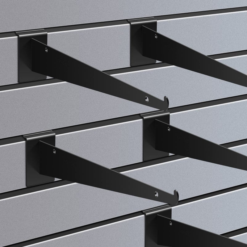 Oudain 12"" Slatwall Shelf Bracket With Lip Heavy Duty Slat Wall Brackets Bulk Floating Shelf Brackets Metal Slatwall Accessories For Shelving Display Garage Kitchen Mounting Supplies(Black 10 Pcs) - Image 5