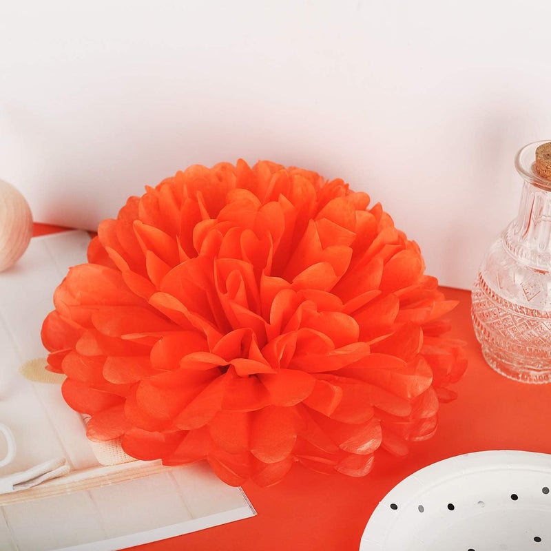 Misu 10" Orange Tissue Pom Poms DIY Tissue Paper Flowers for Birthday Wedding Baby Shower Tea Party Dessert Table Decoration, Pack of 18 - Image 3