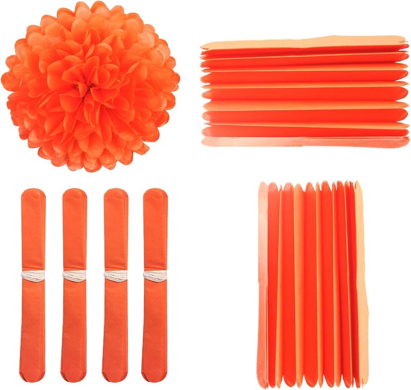 Misu 10" Orange Tissue Pom Poms DIY Tissue Paper Flowers for Birthday Wedding Baby Shower Tea Party Dessert Table Decoration, Pack of 18 - Image 4