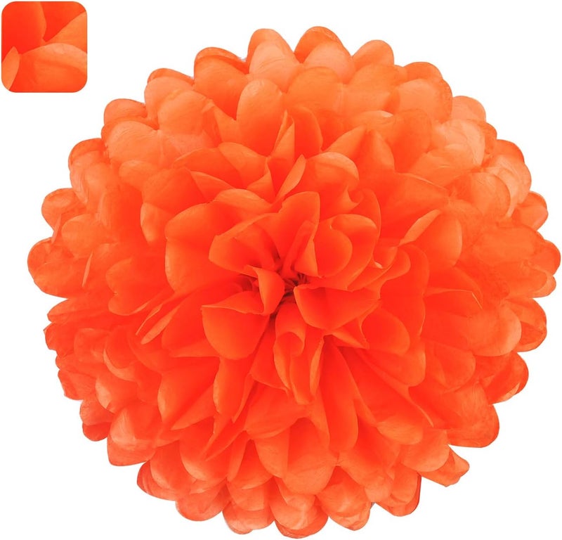 Misu 10" Orange Tissue Pom Poms DIY Tissue Paper Flowers for Birthday Wedding Baby Shower Tea Party Dessert Table Decoration, Pack of 18 - Image 2