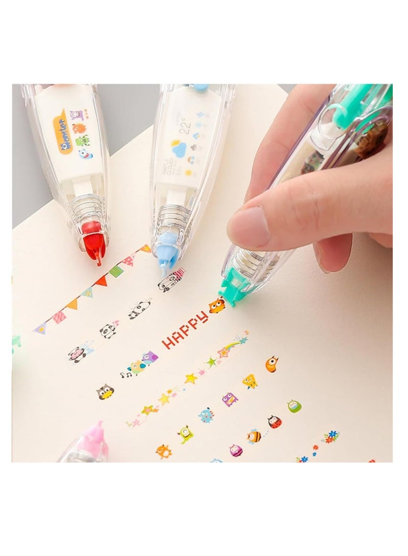 SYOSI 6 Pcs Joyfullift Decorative Pens - DIY Cute Animals Press Type with Lovely Lace Cartoon Pattern Correction Tape - Perfect for Scrapbooking, Diary, Greeting Cards, and Letters - Image 4