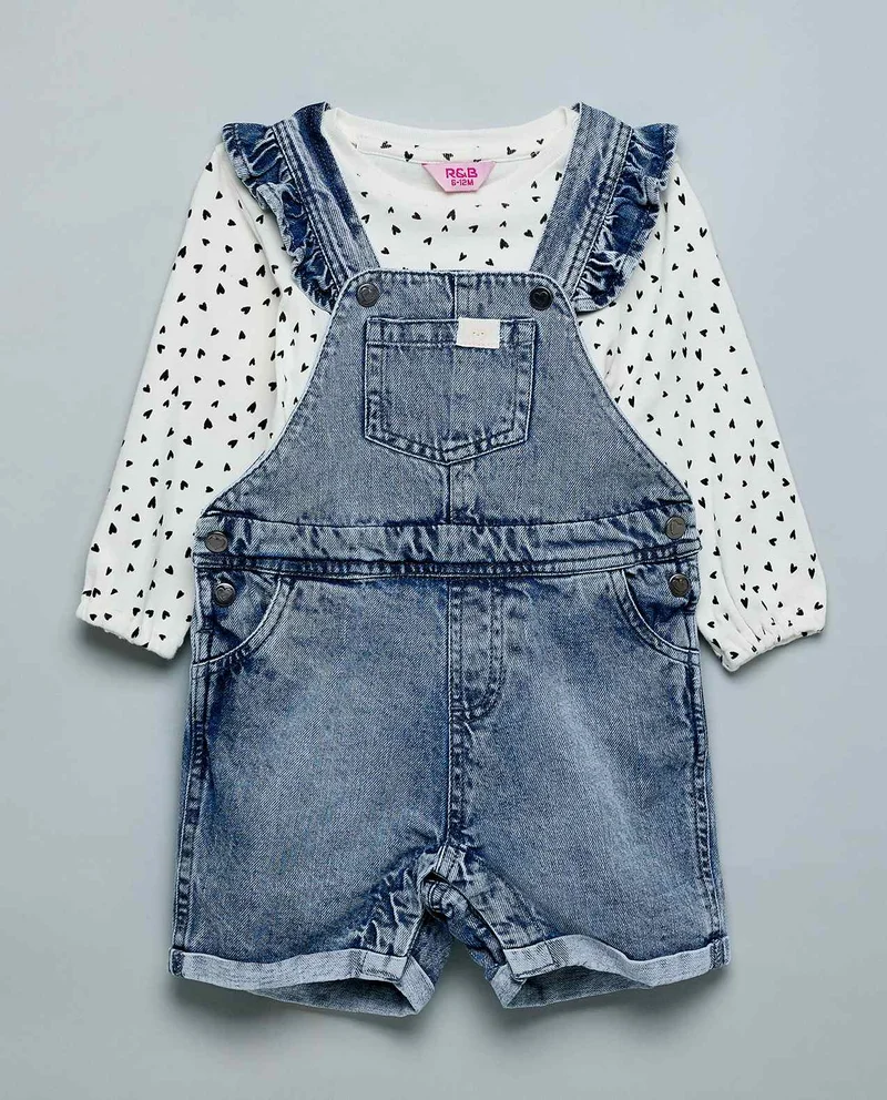 R&B Printed T-Shirt and Dungaree Set