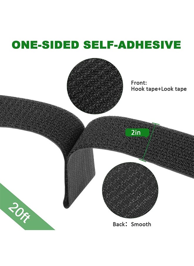 Peachjoy - Adjustable Cable Straps, Velcro Cable Ties, 2''*16.4ft Hook and Loop Straps with 20 Buckles, Free Cut Self Securing Strap, Reusable Nylon Securing Cord Ties for Cable Organiser Storage - Image 1