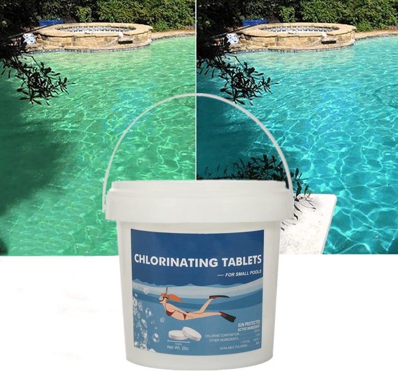 woobles 1 Inch Chlorine Tablets for Pool - 1lb 2lb Chlorine Tabs for Swimming Pool, Chlorinating Tablets Pools Spa Hot Tub (2lb) - Image 1