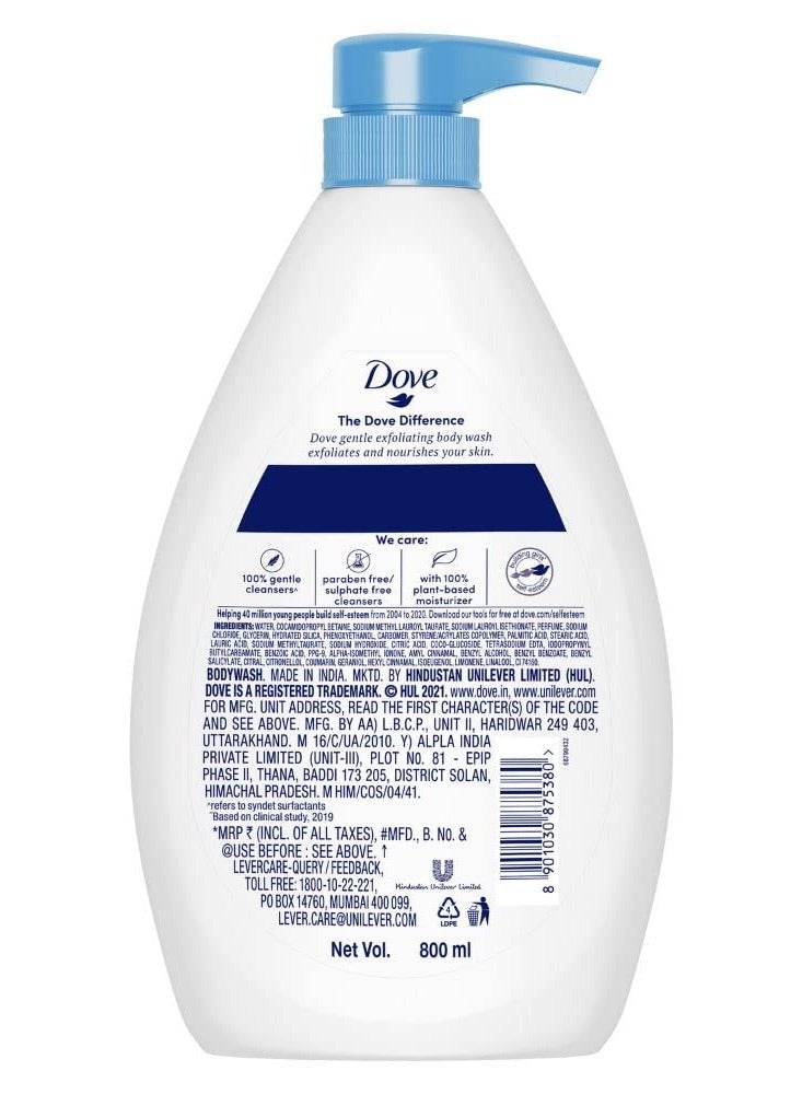 دوف غسول الجسم المغذي والمقشر اللطيف من دوف 800 مل غسول الجسم المرطب لبشرة أكثر نعومة غسول الجسم دوف للنساء والرجال غسول الجسم للبشرة الجافة - Image 2