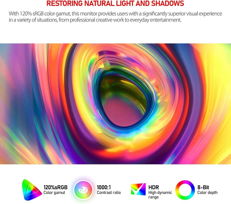Gawfolk شاشة ألعاب Gawfolk مقاس 34 بوصة WFHD 120 هرتز فائقة العرض 21:9 شاشة كمبيوتر 2560 × 1080 120% sRGB 350 شمعة/م² FreeSync HDR10 VESA مناسبة للترفيه والاستخدام المكتبي والمنزلي - Image 5