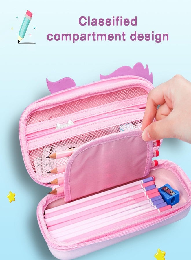 Ristpal Pencil Case for Girls Boys, Kids Cute Pencil Pouch, 3D EVA Large Capacity Pen Holder, School Supplies for Kids Back to School Gifts (Pink unicorn) - Image 3
