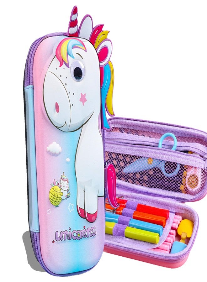 Ristpal Pencil Case for Girls Boys, Kids Cute Pencil Pouch, 3D EVA Large Capacity Pen Holder, School Supplies for Kids Back to School Gifts (Pink unicorn) - Image 1