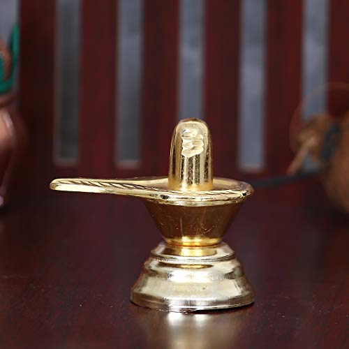 Webelkart Brass Idol Small Shiv Ling, Shivling Showpieces for Pooja Home Decor (Gold Plated, 6.00 cm) - Image 1