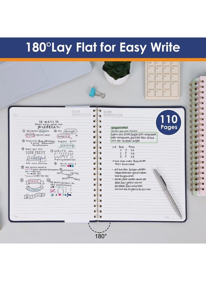 LABUK Spiral Notebook 8.5 x 11, 110 Pages A4 Large Notebooks for Women Men, College Ruled Hardcover Notebook for Work School Note Taking - Image 3