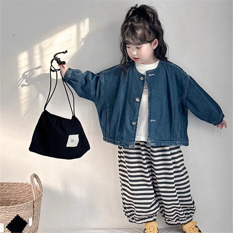 Children'S Wear 2025 Korean Version Boys And Girls Baby All-Match Loose Denim Jacket Children'S Trendy Cardigan - Image 1