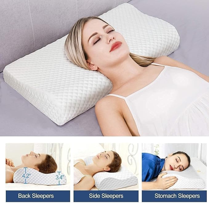 MASHUR FAB Cervical Pillow for Neck Pain & Shoulder Pain Relief-Memory Foam Pillow for Sleeping-Orthopedic Pillow for Spondylitis-Ortho Neck Support Contour Medical Pillow (White) - Image 2