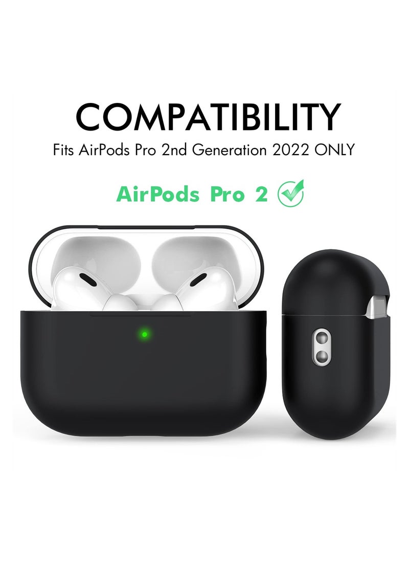 SYOSI - AirPods Pro 2 Case Cover 2022, Premium Silicone Case Cover with Lanyard Fully Protective with Front LED Visible (Black) - Image 1