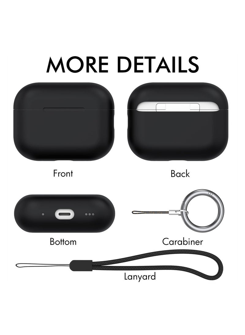 SYOSI - AirPods Pro 2 Case Cover 2022, Premium Silicone Case Cover with Lanyard Fully Protective with Front LED Visible (Black) - Image 1