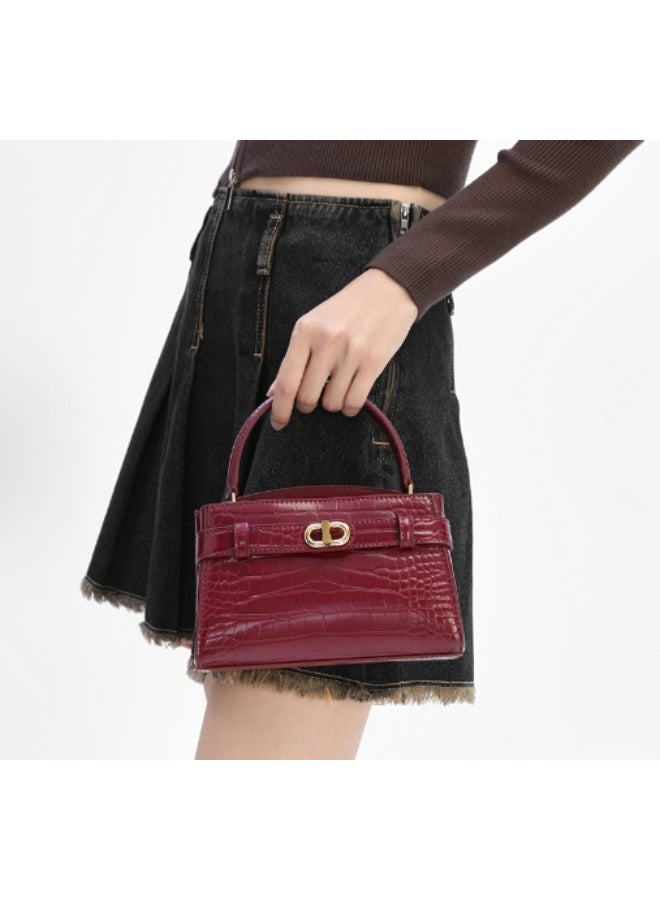 Charles & Keith Aubrielle Croc Tote - Burgundy - Image 4
