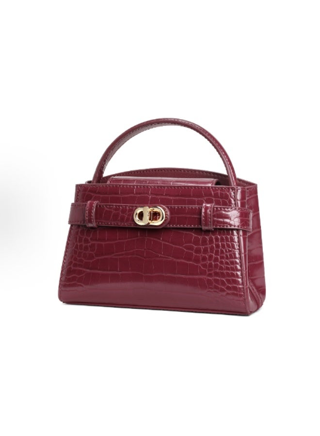 Charles & Keith Aubrielle Croc Tote - Burgundy - Image 2