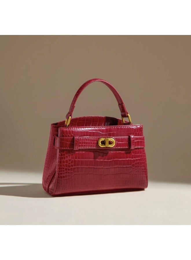 Charles & Keith Aubrielle Croc Tote - Burgundy - Image 5