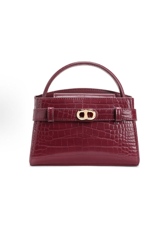 Charles & Keith Aubrielle Croc Tote - Burgundy - Image 1