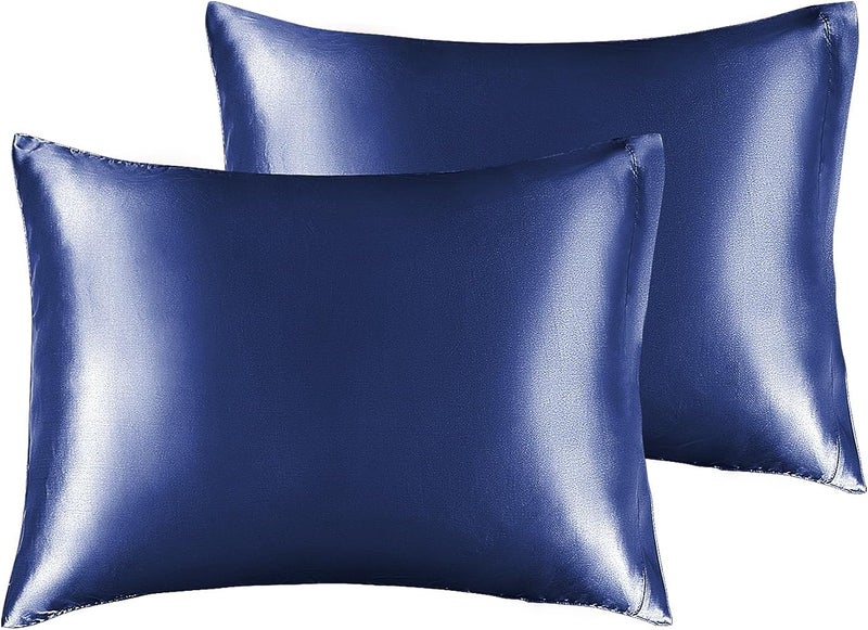 BEDELITE Longevity optimized build Satin Pillowcase for Hair and Skin, Super Soft and Cooling Similar to Silk Pillow Cases 2 Pack with Envelope Closure, Gift for Women Men(13"x18" Toddler Size, Navy) Market need oriented construction - Image 1