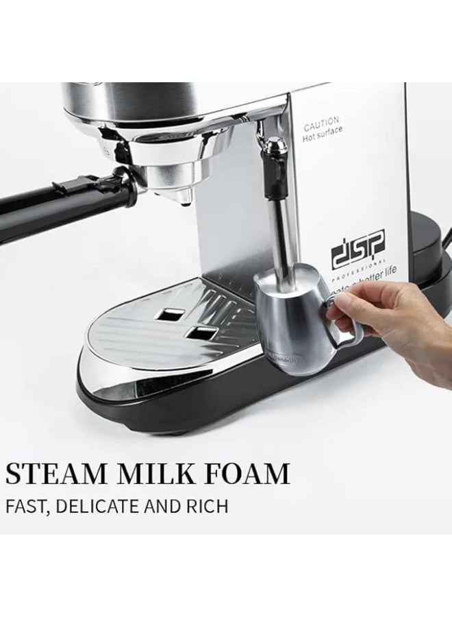 DSP Professional Espresso Milk Frother, 15 Bar, Stainless Steel, 1450 Watts, Black - Image 2