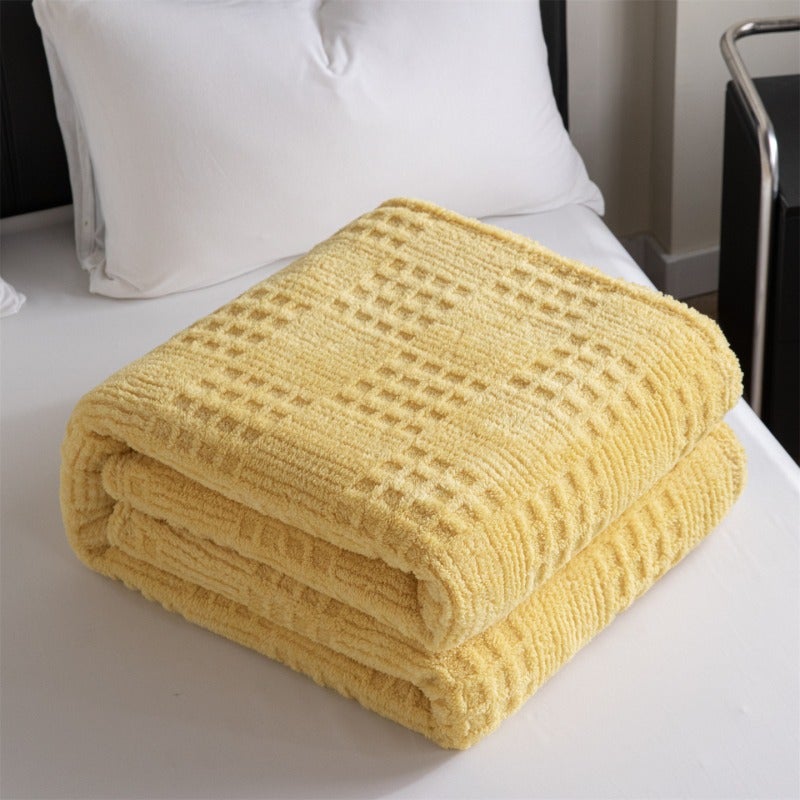 A Solid Color Waffle Jacquard Summer Quilt Blanket, Machine Washable, Suitable for Home, Office, Sofa And Camping, Pillow Not Included - Image 1