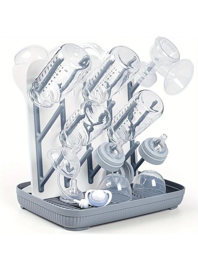 Gray Baby Bottle Drying Rack Large Capacity Multi Layer Hanging Air Dry System - Image 1